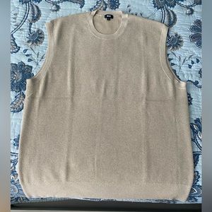Uniqlo knitted vest, beige, cotton/polyester, size XL, crew neck, new
